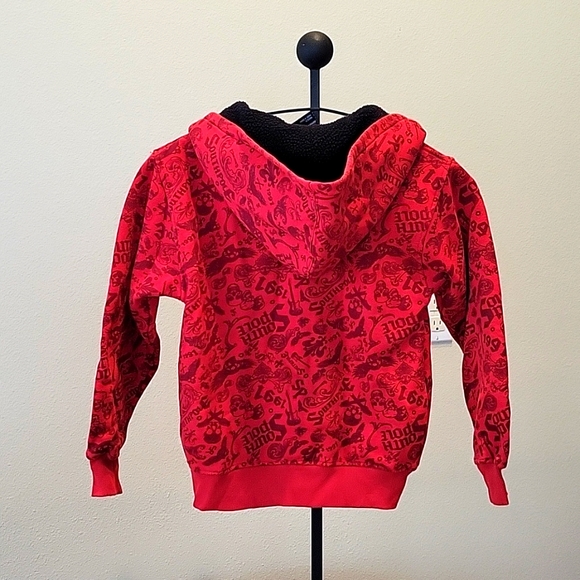 SOUTHPOLE ZIP-UP   BOYS/GIRLS HOODIE, RED/BLACK FLEECE LINED, SM 8-10 - Picture 4 of 7